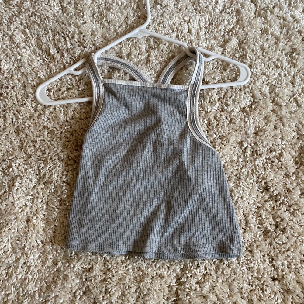 White and heather gray halter top